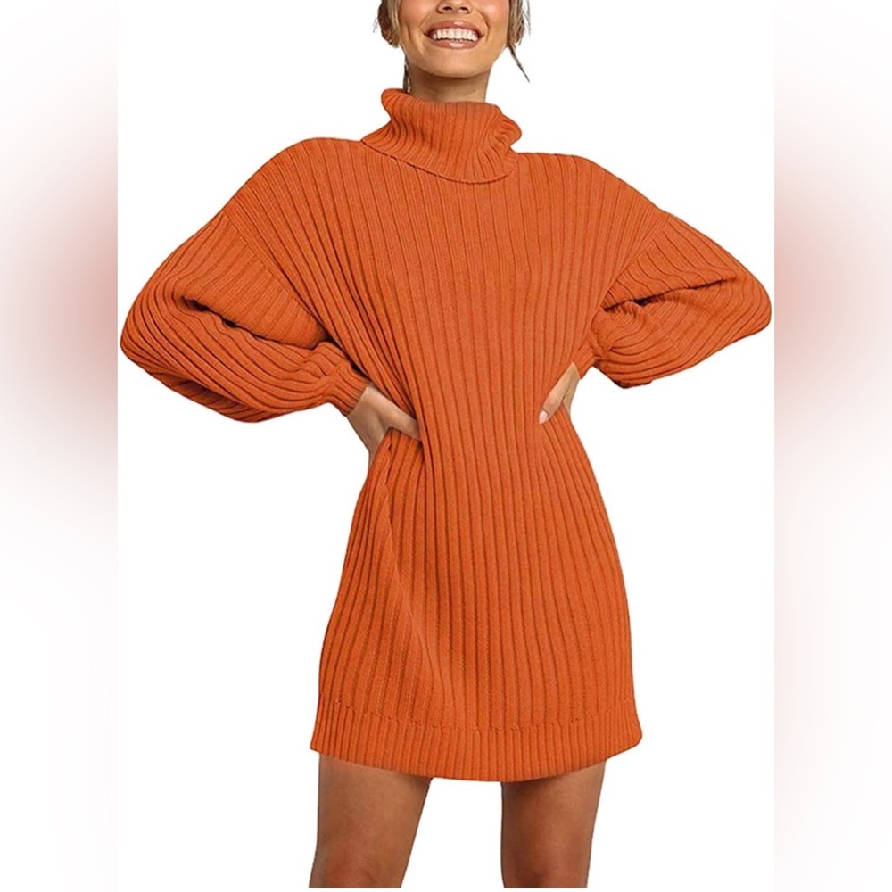 Oversized Sweater Dress for Women Turtleneck